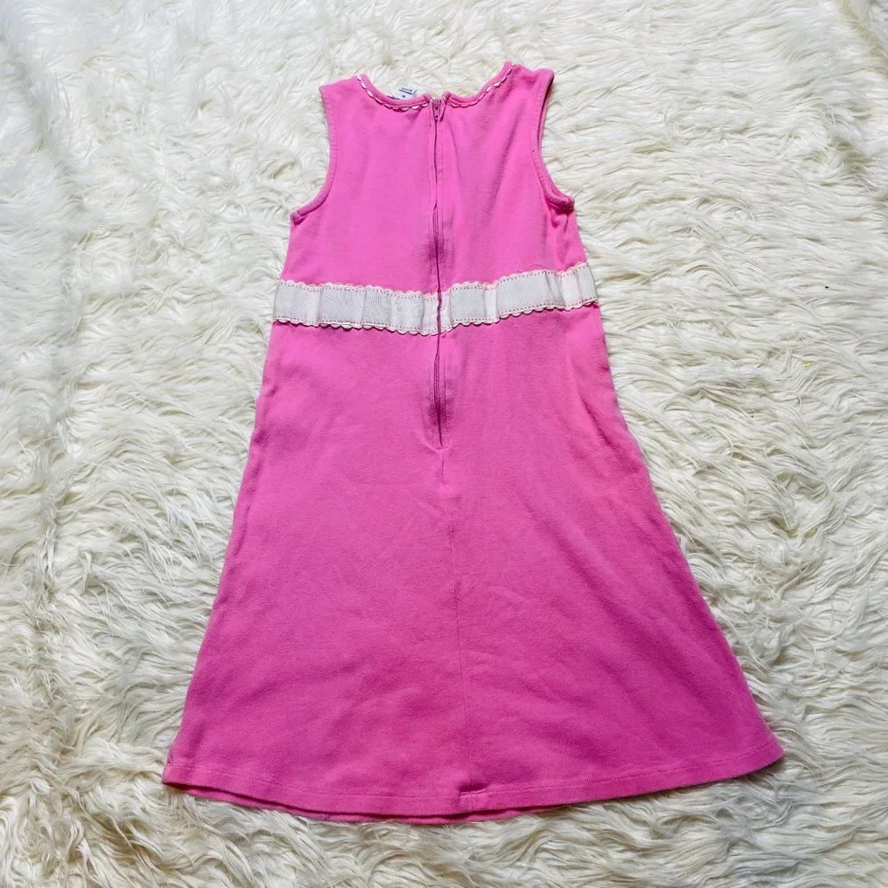 Hartstrings‎ Girls Knit A-Line Tank Dress Pink Ribboned Flower Waist Size 10